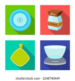 Vector illustration of kitchen and cook symbol. Set of kitchen and appliance stock vector illustration.