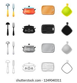 Vector illustration of kitchen and cook symbol. Collection of kitchen and appliance stock vector illustration.