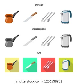 Vector illustration of kitchen and cook symbol. Set of kitchen and appliance stock vector illustration.