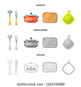 Vector illustration of kitchen and cook symbol. Collection of kitchen and appliance stock vector illustration.