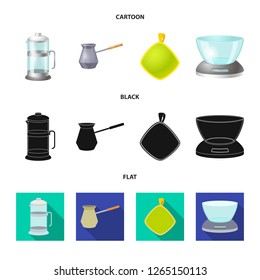 Vector illustration of kitchen and cook symbol. Set of kitchen and appliance vector icon for stock.