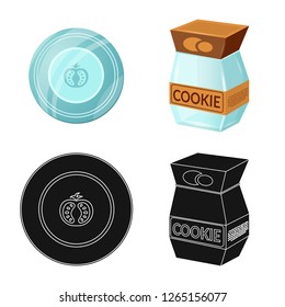 Vector illustration of kitchen and cook symbol. Set of kitchen and appliance stock vector illustration.