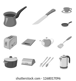 Vector illustration of kitchen and cook symbol. Set of kitchen and appliance vector icon for stock.
