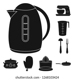 Vector illustration of kitchen and cook symbol. Collection of kitchen and appliance vector icon for stock.