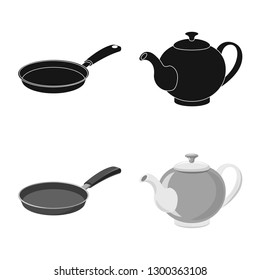 Vector illustration of kitchen and cook symbol. Set of kitchen and appliance stock symbol for web.