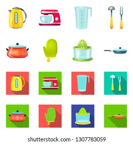 Vector illustration of kitchen and cook symbol. Collection of kitchen and appliance vector icon for stock.