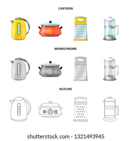Vector illustration of kitchen and cook symbol. Collection of kitchen and appliance stock vector illustration.
