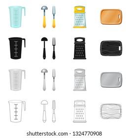 Vector illustration of kitchen and cook symbol. Collection of kitchen and appliance stock vector illustration.