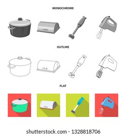 Vector illustration of kitchen and cook symbol. Collection of kitchen and appliance stock vector illustration.