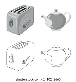 Vector illustration of kitchen and cook symbol. Set of kitchen and appliance stock symbol for web.