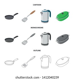 Vector illustration of kitchen and cook symbol. Set of kitchen and appliance stock vector illustration.