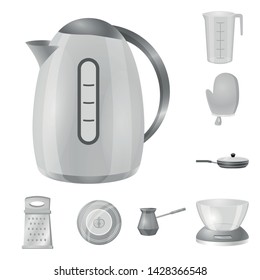 Vector illustration of kitchen and cook symbol. Set of kitchen and appliance vector icon for stock.