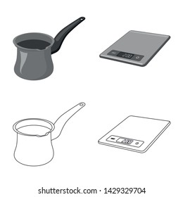 Vector illustration of kitchen and cook symbol. Set of kitchen and appliance stock symbol for web.