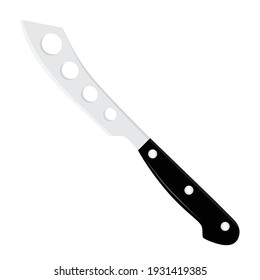 Vector illustration kitchen cutlery knife for cheese with holes.