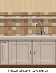 Vector illustration of kitchen element with sink