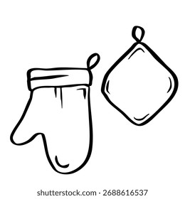 Ilustración vectorial. Guante de cocina para platos calientes.