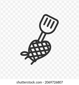 Vector illustration of kitchen gloves holding a spatula icon in dark color and transparent background(png).