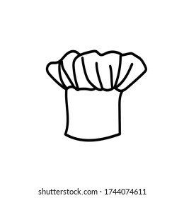 Vector Illustration eines handgezeichneten Küchenelements. Linie und Umrisskochobjekt. Doodle Chef hat einen Hut. Auf weißem Hintergrund isoliert.