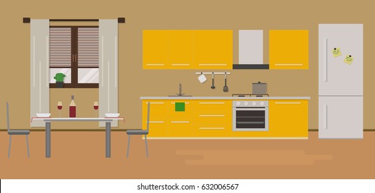 Vector illustration of a kitchen interior.