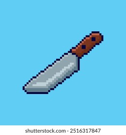 Vector Illustration of kitchen knife with Pixel Art Design, perfect for game assets themed designs