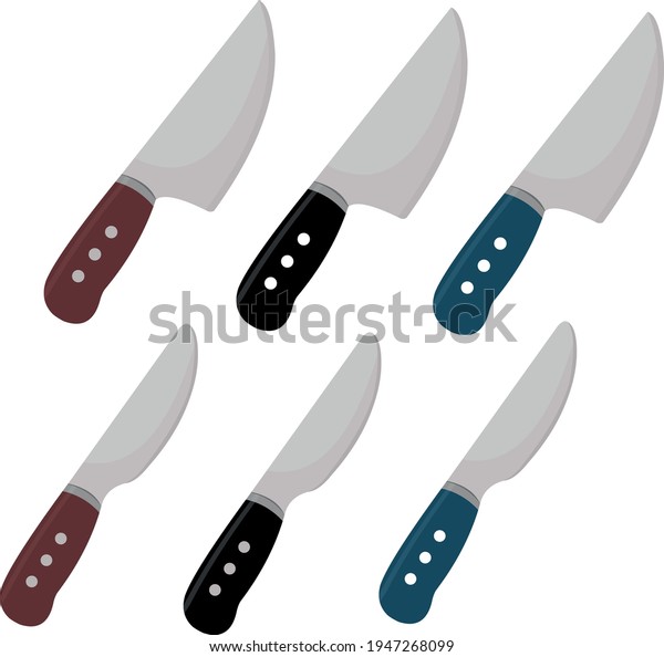 Vector Illustration Kitchen Knives Emoticons Stock Vector (Royalty Free
