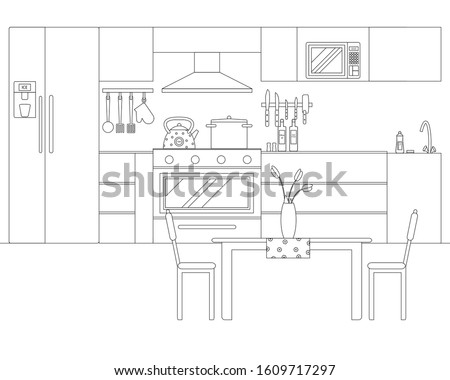 Similar – Image, Stock Photo The tables are lined up in rows. Only the guests are missing.