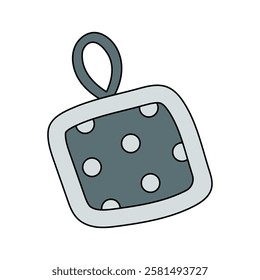 Vector illustration of a kitchen potholder with a polka dot pattern on a white background. Kitchen utensils.