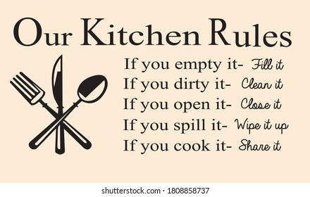 Vector illustration of Kitchen rules
