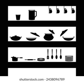 Vector illustration of kitchen shelves icon