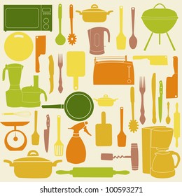 vector illustration of kitchen tools for cooking