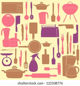 vector illustration of kitchen tools for cooking