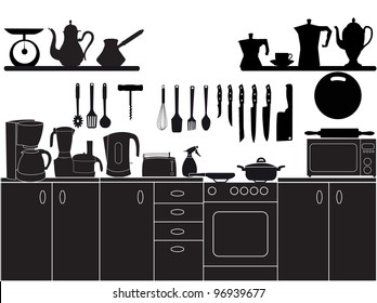 vector illustration of kitchen tools for cooking