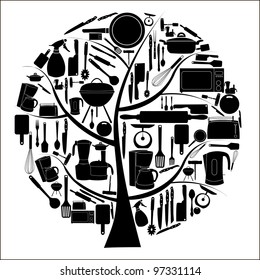 vector illustration of kitchen tools for cooking