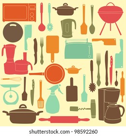 vector illustration of kitchen tools for cooking