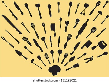 vector illustration of  kitchen utensil collection