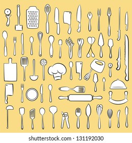 vector illustration of  kitchen utensil collection