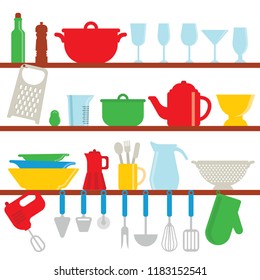 Vector illustration of kitchen utensils. Flat design concepts for printed materials, infographics, web sites.