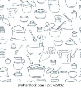 vector illustration of kitchen utensils as a seamless pattern