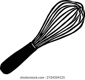 Ilustración vectorial de icono de batidor de cocina con herramienta de cocina, utensilios para hornear, símbolo culinario, elemento de preparación de alimentos y diseño de utensilios de cocina