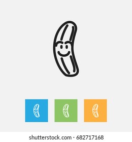 Vector Illustration Of Kitchenware Symbol On Cucumber Outline. Premium Quality Isolated Zucchini Element In Trendy Flat Style.