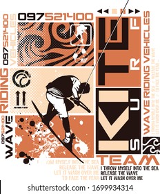 Vector illustration of kite surf