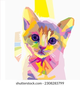 vector illustration of a kitten with colorful, cute, sweet and white backgron