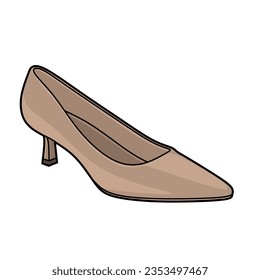 Vector Illustration of kitten Heel Shoe with White Background