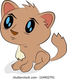 Vector illustration of a kitten in style of an anime