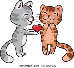 vector illustration of kittens in love