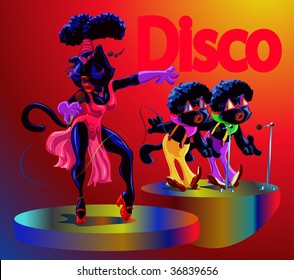 vector illustration, kitty band on stage again, banner concept