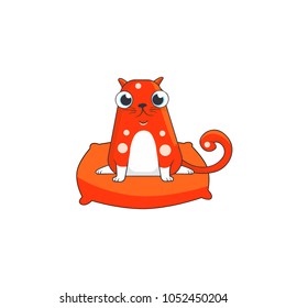 Vector illustration of a kitty sitting on a pillow
