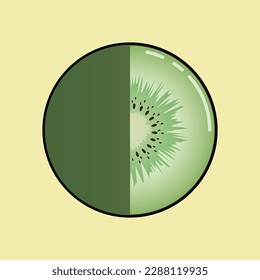 Vector illustration of kiwi cross section and kiwi semicircle fruit form. this kiwi slice vector suitable for sticker, animation, and presentation.