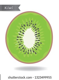 Vector illustration of Kiwi, flat design,slices of Green Kiwi.