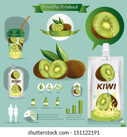 Vector illustration. Kiwi fruits package.infographics